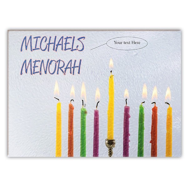 Personalized Glass Chanukah Menorah Tray Candles Design 15" x 11" The